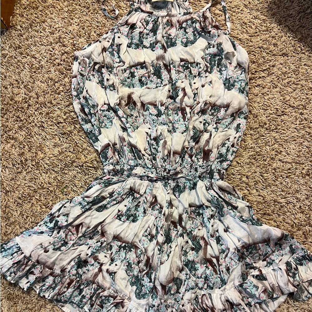 Girls size 14, horse design romper, super cute, has pockets too!